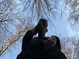 blond gay jerking outside